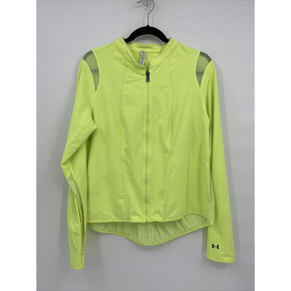 Under Armour Womens Stretch Collared Long Sleeve Full Zip Mesh Jacket Yellow XL - Picture 1 of 11